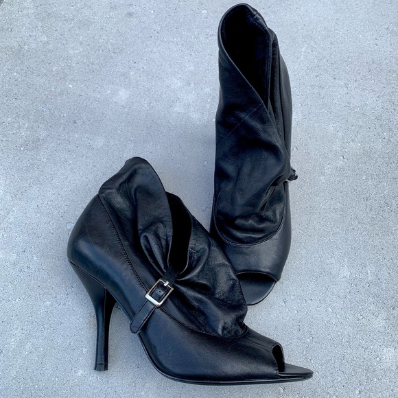 Nine West Faux Leather Peep Toe Booties - Picture 1 of 4